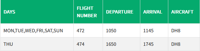 Barisal Dhaka BG Flights Schedule